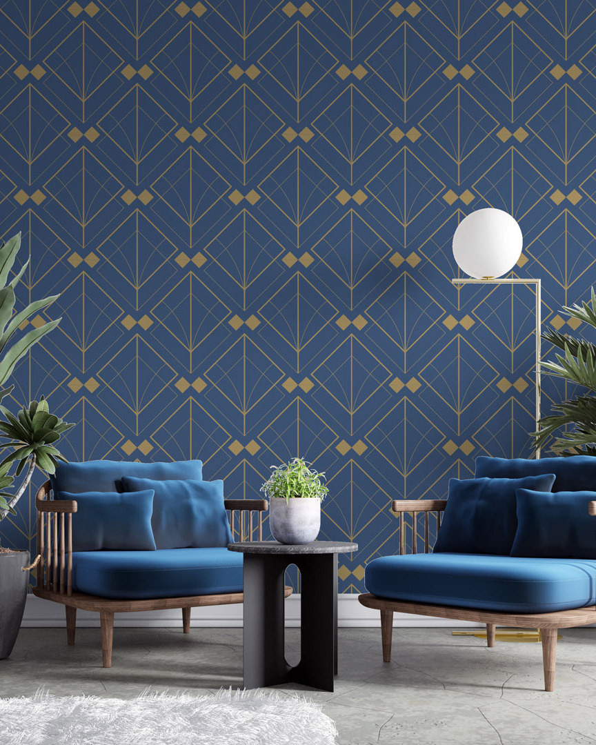 ALAÏS - Papier peint art déco carré salon