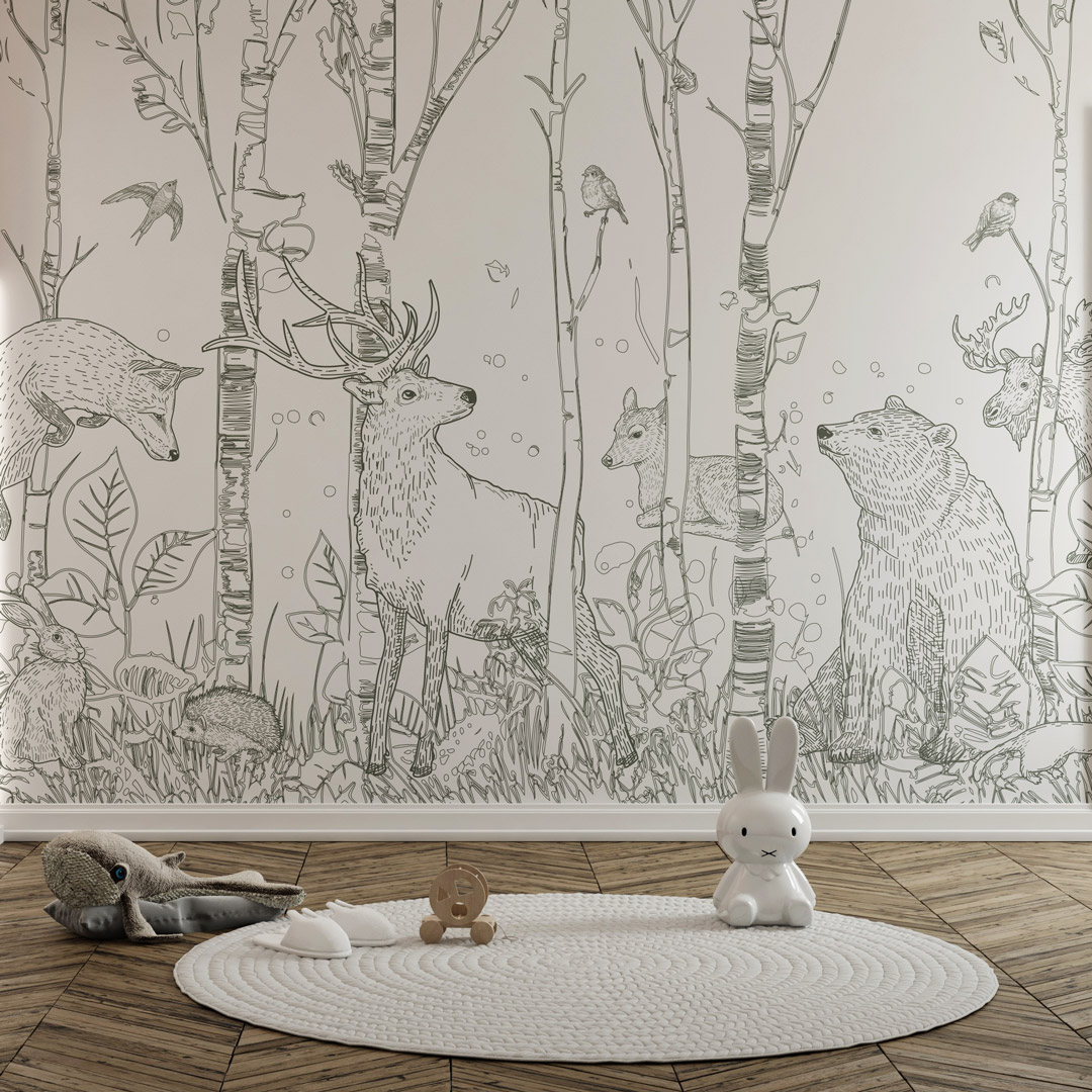 ANCELIN - Papier peint animaux de la foret enfant chambre enfant