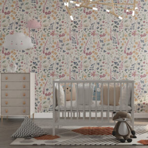 CATHY - Papier peint fleuri chambre fille bébé