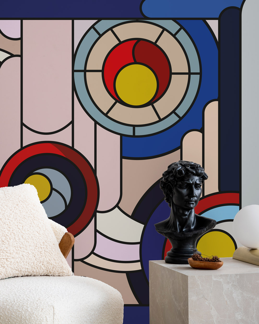 JACQUES - Papier peint vitrail art déco salon