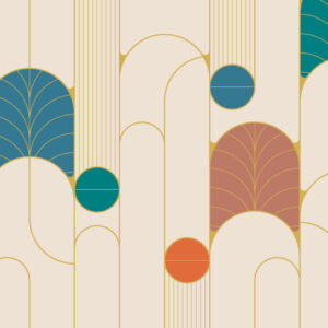 JAMES - Papier peint retro panoramique beige