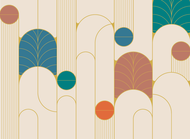 JAMES - Papier peint retro panoramique beige