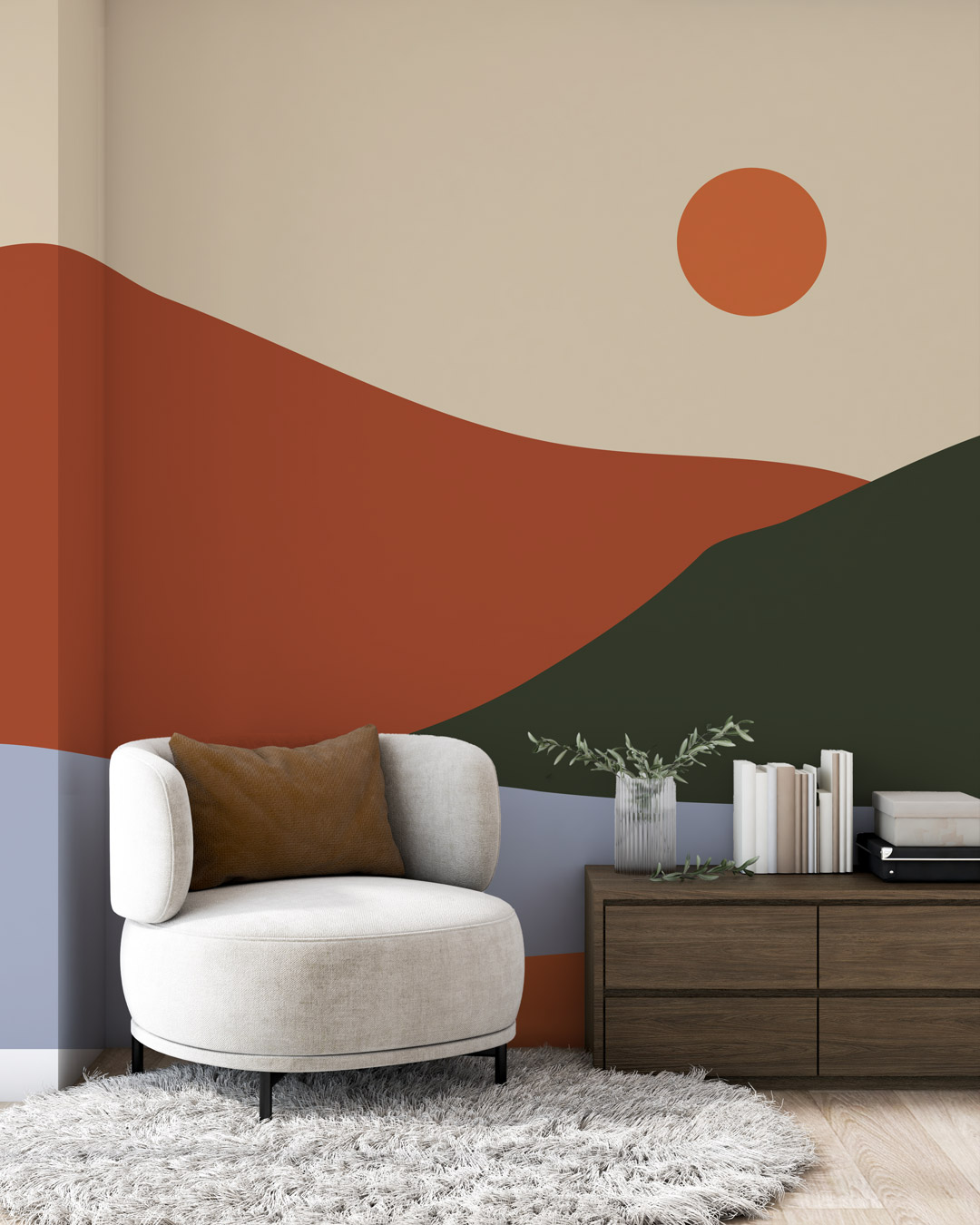 LEONARD - Papier peint panoramique lac en montagne salon