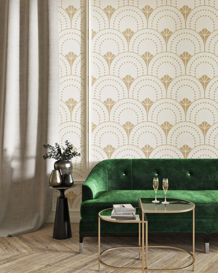 LUCIE - Papier peint art déco motif arche salon