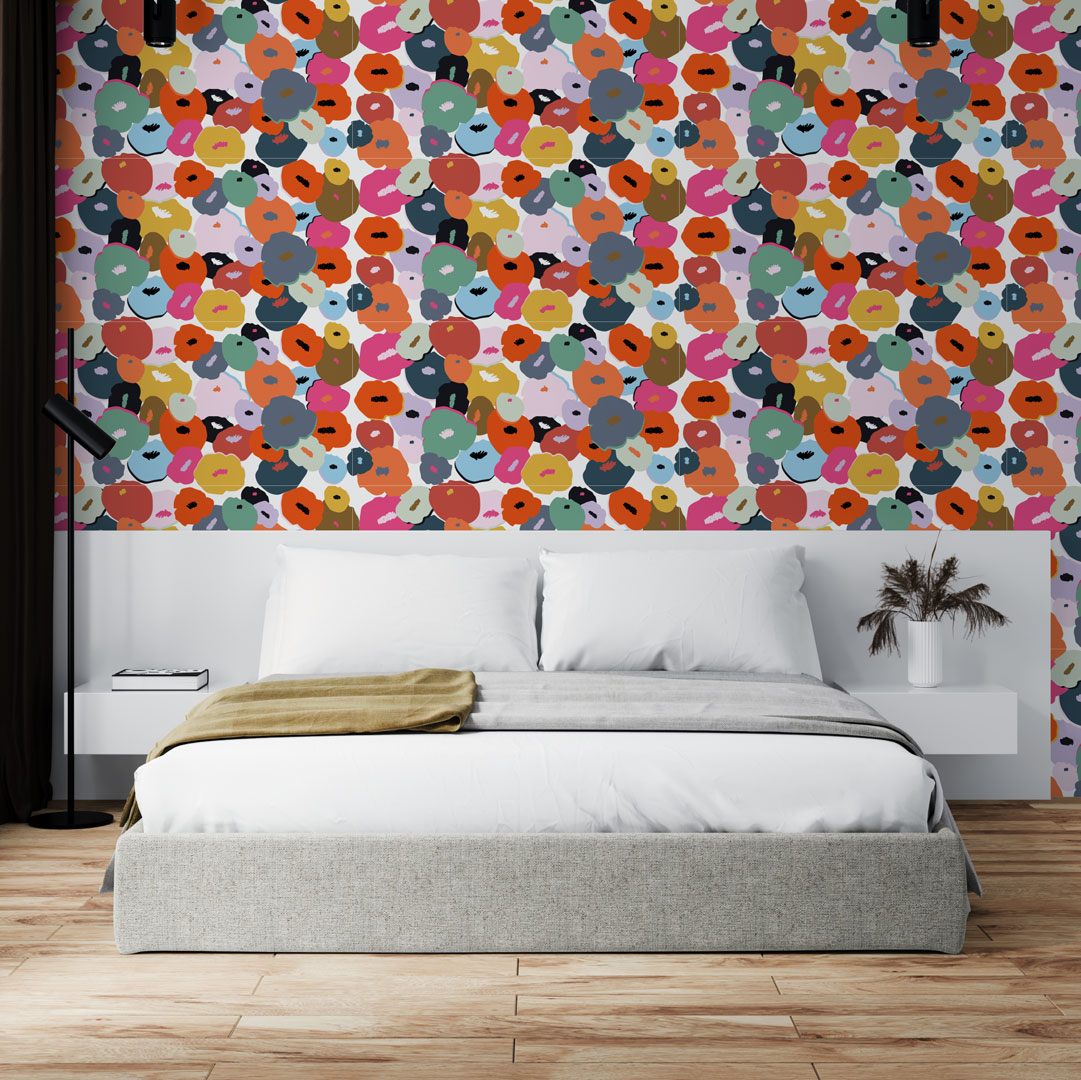 MAEVA - Papier peint fleuri multicolore chambre