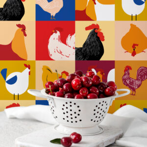ANNABELLE - Papier peint poule pop art cuisine