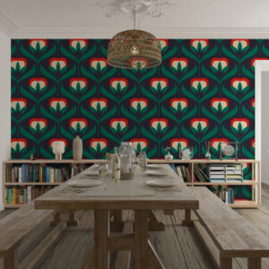 CAMILA - Papier peint vintage motif tulipe salle a manger