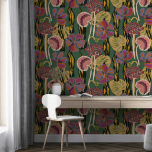 CAROLE - Tapisserie fleurie colorée bureau