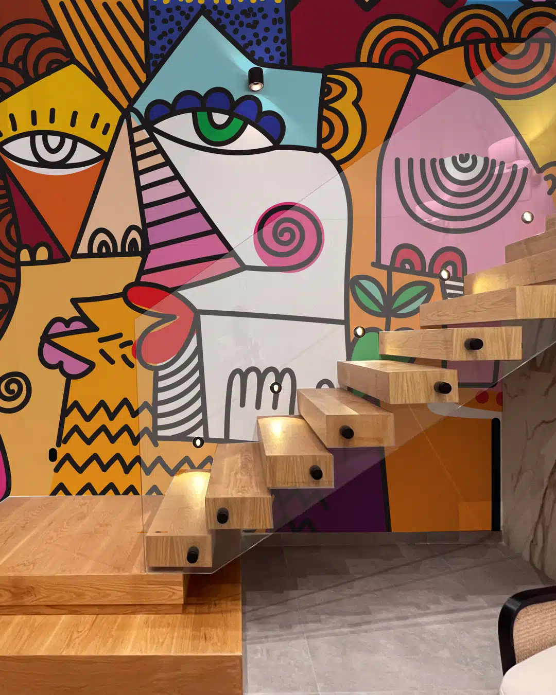 DIEGO - Papier peint style picasso escalier