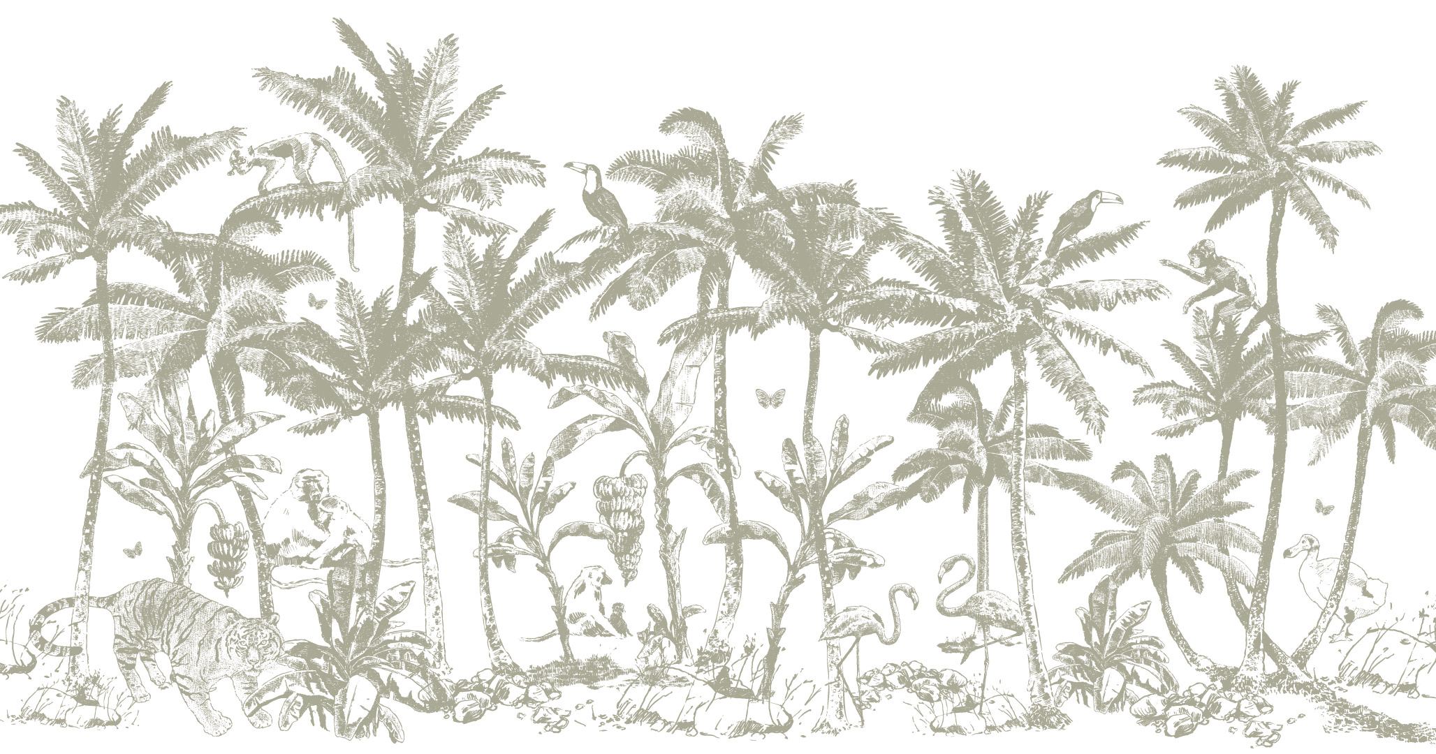 ESMEE - Papier peint palmier monochrome vert