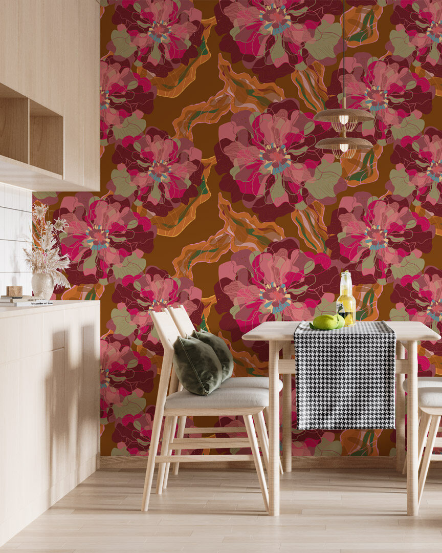 JOSIANE - Papier peint fleurs délicates cuisine