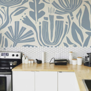 LAURE - Papier peint fleurs de bord de mer cuisine