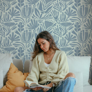 LAURE - Papier peint fleurs de bord de mer salon jeune