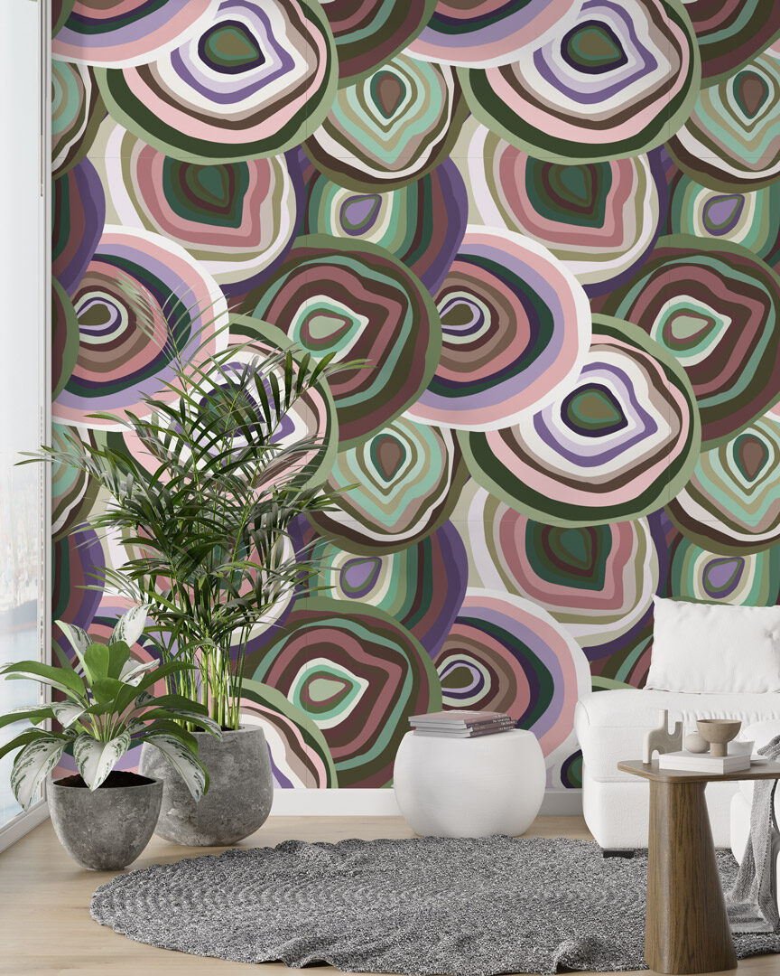 LAURENT - Papier peint cercle psychédélique salon