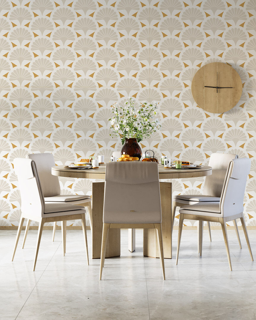 NELIA - Papier peint éventail art déco salle à manger