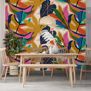 ROSIE - Papier peint fresque fleurs modernes salle à manger