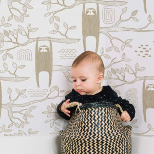 SEGOLENE - Papier peint enfant paresseux chambre bebe