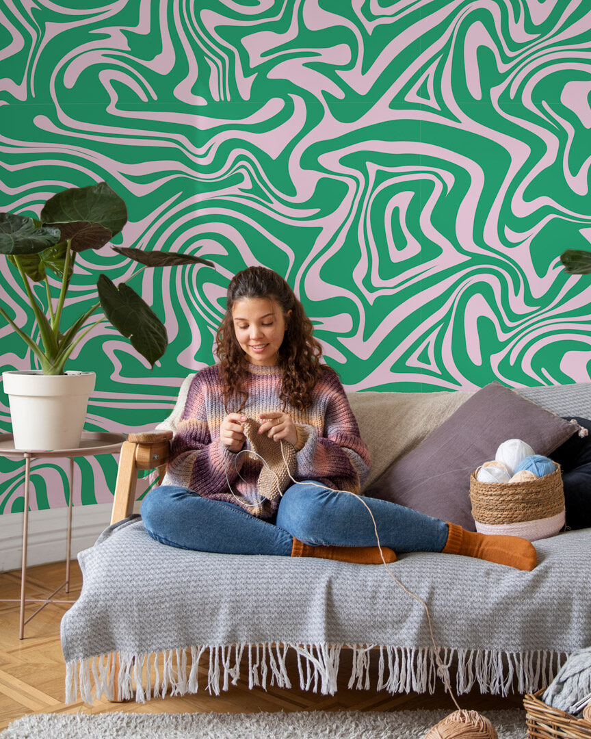 ZIGGY - Papier peint vague psychédélique salon