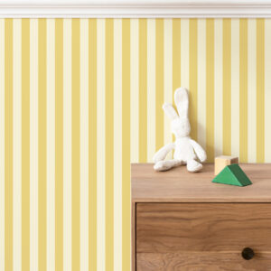 AUGUSTINE - Papier peint rayures fines jaune chambre enfant