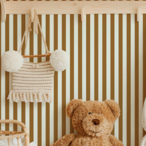 AUGUSTINE - Papier peint rayures fines ocre chambre enfant