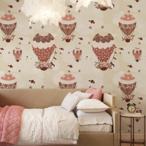 LIVIA - Papier peint fille montgolfière chambre fille