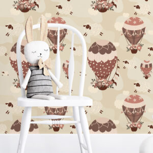 LIVIA - Papier peint fille montgolfière chambre enfant