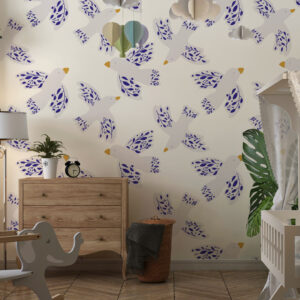 MAENA - Papier peint vol d'oiseau enfant chambre bébé