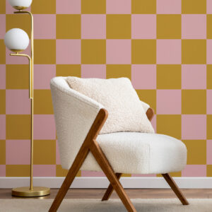 PAULIN - Papier peint carreaux bicolore salon