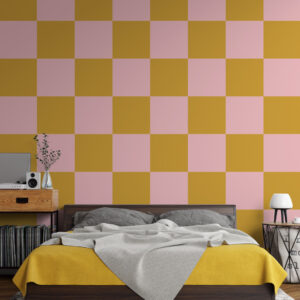 PAULIN - Papier peint carreaux bicolore chambre