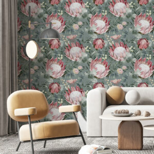 RENEE - Tapisserie fleur de protéa salon