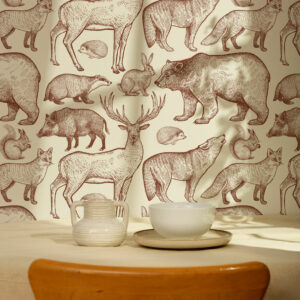 AXEL - Papier peint animaux foret cuivre cuisine