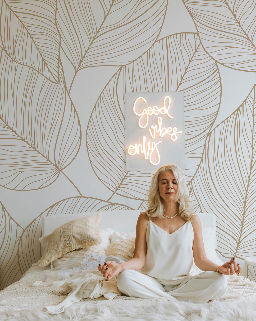 CANDICE - Papier peint feuillage chambre yoga