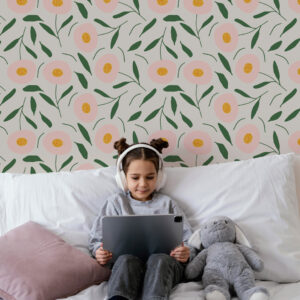 CLEA - Papier peint fleuri fillette chambre fille
