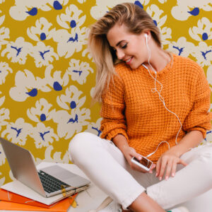 DEBORAH - Papier peint fleuri abstrait bureau