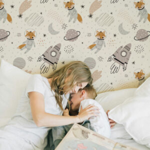 JULIAN - Papier peint enfant renard astronaute chambre garçon