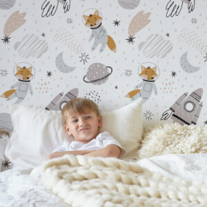 JULIAN - Papier peint enfant renard astronaute chambre garçon