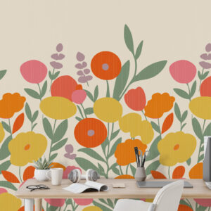 LAURINE - Papier peint flower market bureau