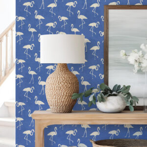 CYRUS - Papier peint flamingo bleu entrée