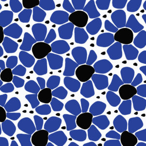 DARYA - Papier peint grosses fleurs bleu majorelle