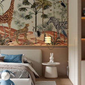 MARCO - Papier peint savane panoramique chambre enfant