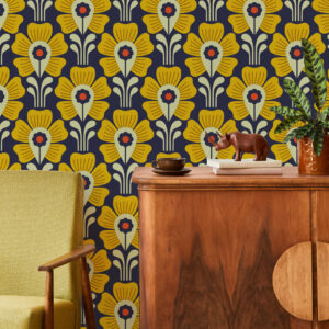 PIERRICK - papier peint vintage fleur salon vintage