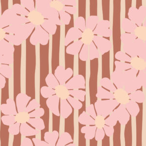 PIMPRENELLE - Papier peint fleuri rayé rose