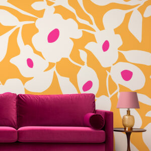 ALBANE - Papier peint panoramique jaune salon