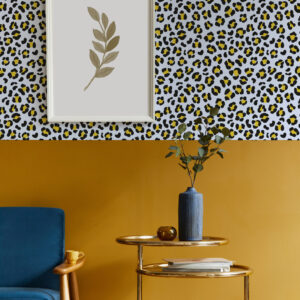 ALVARO - papier peint leopard bleu entrée