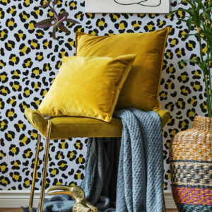 ALVARO - papier peint leopard bleu salon