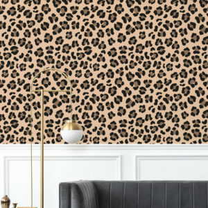 ALVARO - papier peint leopard marron salon