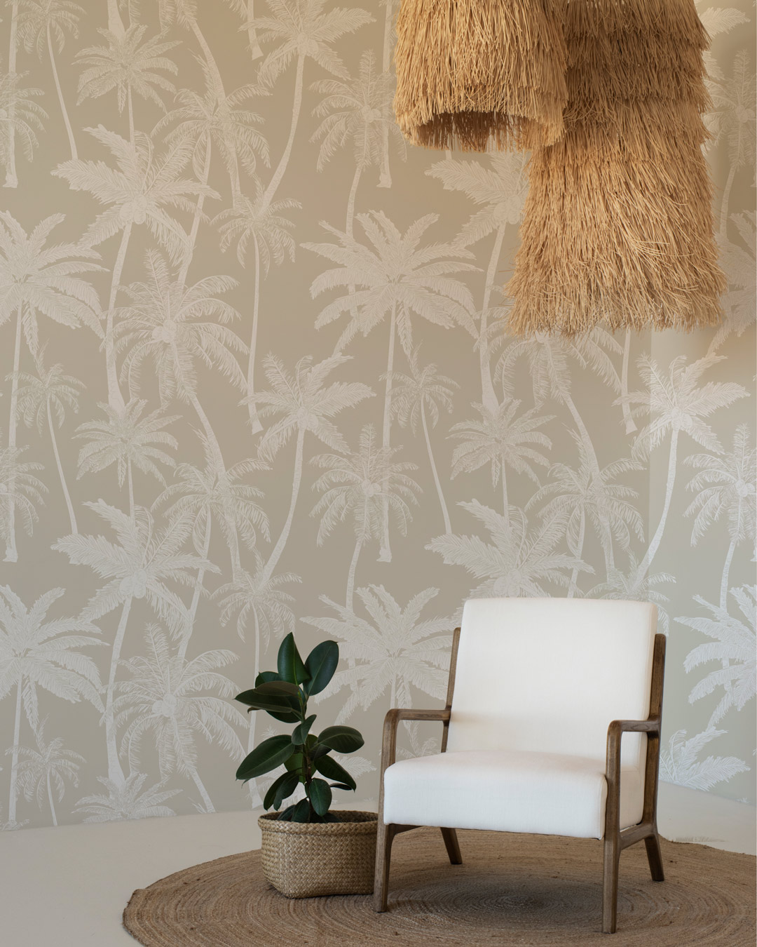 BALTHAZAR - papier peint imprimé palmier beige coin détente