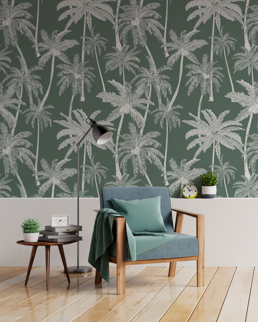 BALTHAZAR - papier peint imprimé palmier vert coin détente