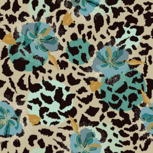 CAMELIA - Papier peint leopard fleuri