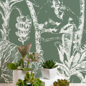 COUMBA - Fresque palmier monochrome table à manger